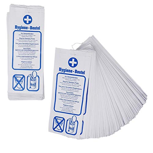 Hygienebeutel mit Spender im Set – Hygiene-Bag-Halterung aus Draht, 300 Damen-Papier-Hygienebeutel aus Zellulose, Dispenser für öffentliche Toiletten, Gastronomie, Hotels, Praxen