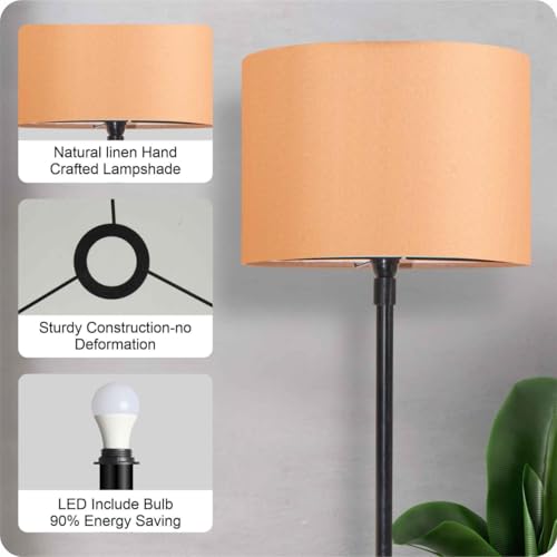 Image of Rellon Floor Lamp for Living Room with Decorative Metal Floor Lamp Standing Home Decoration Floor JuteLamp Shade Reading for Bedroom, Office,Kitchen (A2)