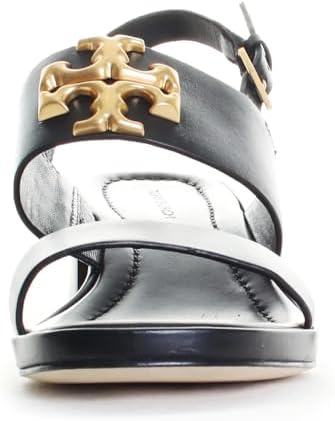 Tory Burch Women's Eleanor Heeled Sandal 55 mm, Perfect Black/Gold, 6 | Image 2