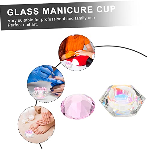 Recipiente hexagonal de cristal para arte en uñas miniatura 5