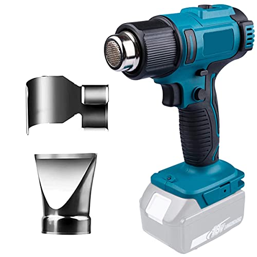 Akku Heißluftpistole Ersatz für Makita, 2 Temperaturstufen 300°/550°, Überhitzungsschutz, inkl. 2 Düsen Enthärtung für Heimwerker Wärmebehandlung Peeling(ohne Akku, ohne Ladegerät) Cover