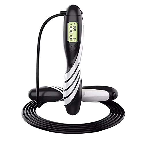 Digital Counting Jump Rope Workout Skipping Rope With Weights, Adjustable Length Exercise Jumping Rope fit Men, Women, Children?Black?