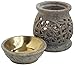 Crafkart 4 Inches Natural Stone Tea Light Holder, Aromatherapy Essential Oil Warmer Burner Candle Holder Diffuser Home Decorative Spa Yoga Meditation - Floral