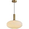 KCO Lighting Large Milk Glass Pendant Lighting Kitchen Island Brushed Brass Globe Pendant Light Mid Century Modern Hanging Light Fixture Gold White Pendant Light