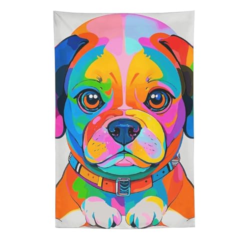 Tapisserie murale chiens colorés 152x228 cm poster vertical déco chambre