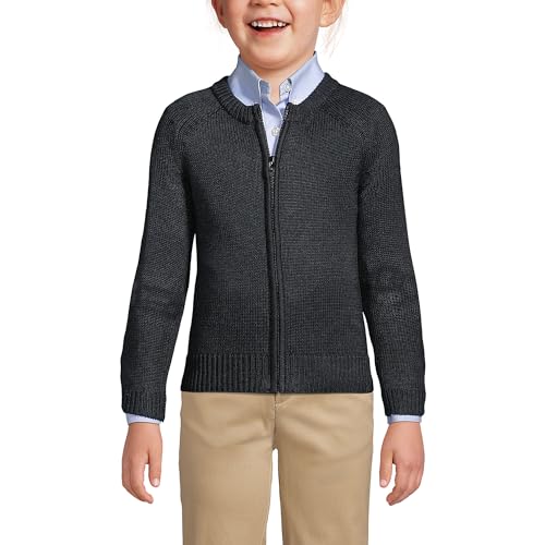 Lands' End School Uniform Girls Cotton Modal Zip-Front Cardigan Sweater2