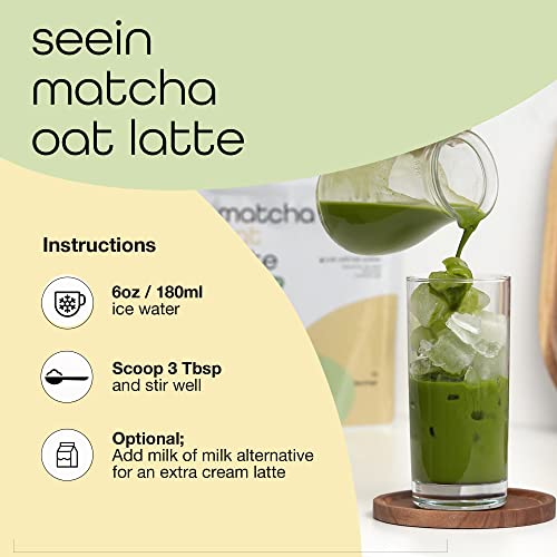 Seein Matcha Oat Latte Mix Mild Flavor With Matcha Green Tea Powder From Jeju Island And Oat Milk | Just Add Water | Plant-Based Instant Latte Blend | Dairy-Free, 100% Vegan, Natural Ingredients | 10.6Oz, 10 Servings #TOP4