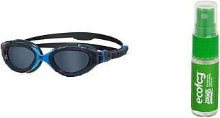 Zoggs Predator Flex Goggle, UV Protection Swim Goggles,Grey/Blue/Smoke Tint, small & Ecofog Lens Cleaner & Anti-fog Spray for Swimming Goggles,Green/Clear, 15ml