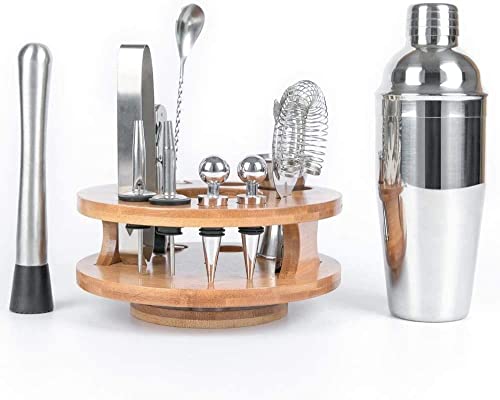 Kit de coctelería de 12 piezas con soporte de bambú miniatura 6