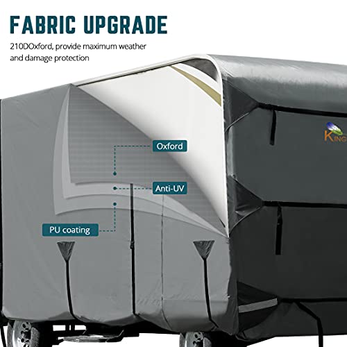 image for KING BIRD 210D Oxford Travel Trailer RV Cover, Rip-Stop Grid-Woven , F