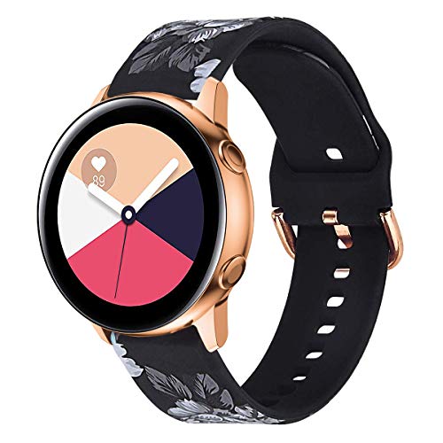 Junboer Compatible Samsung Galaxy Watch 42mm/Galaxy Watch 3 41mm/Galaxy Watch Active 2 40mm 44mm Bands, 20mm Quick Release Silicone Sport Band Replacement Strap for Galaxy Watch Active 40mm/Gear Sport