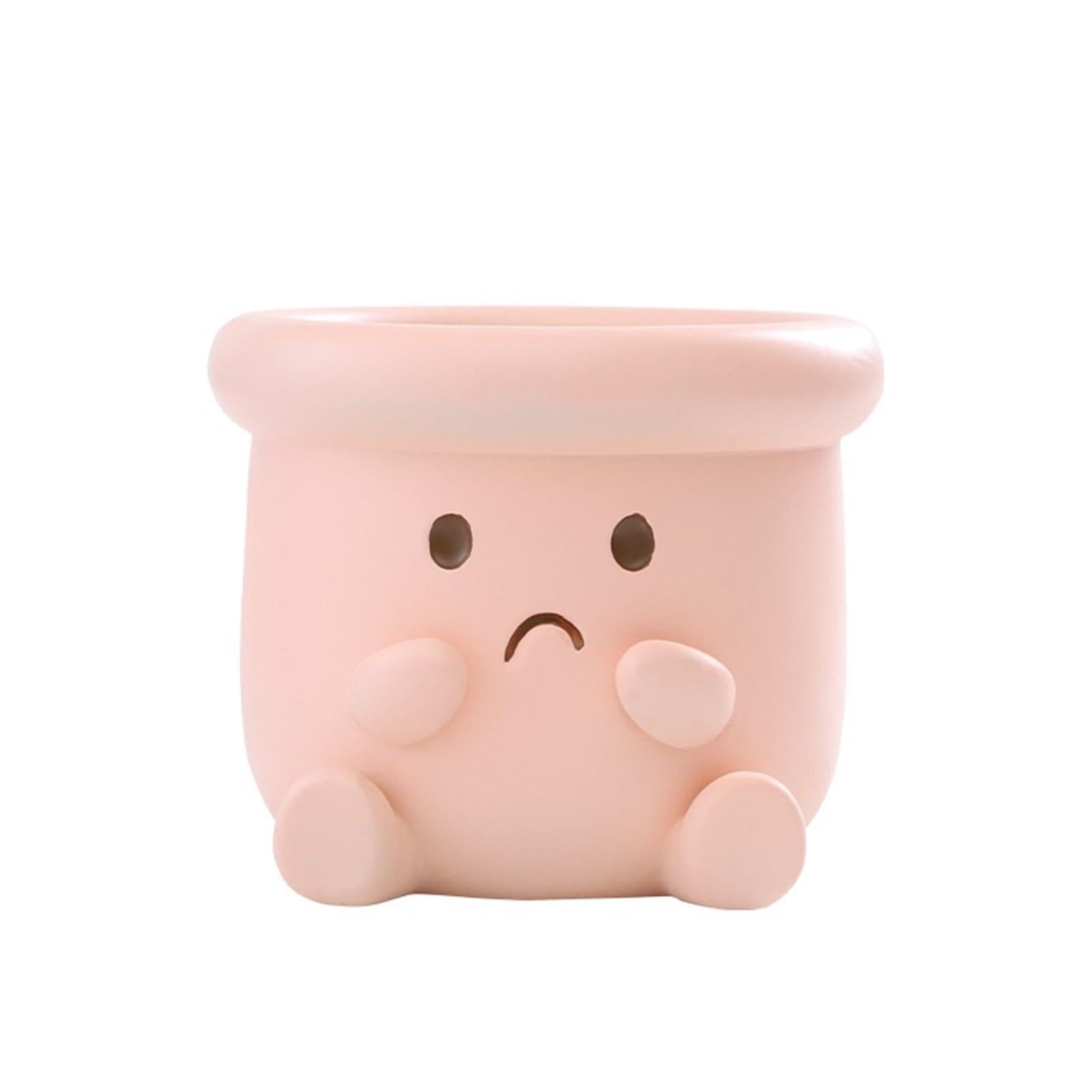 MDNIPQBAM natural Cute Smiling Face Resin Succulent Gardening Flower Pot Creative Expression for garden(B)