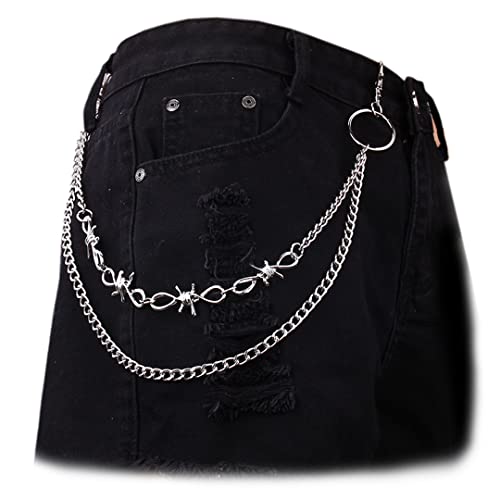 Metal Thorns Pants Chain Double Layer Jean Chains Pocket Chain Wallet Chain Belt Chains Keychains Waist Chain