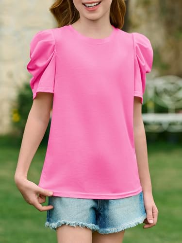 Image of Imily Bela Kids Girls Puff Short Sleeve T Shirts 5-14 Years | Summer, Casual, Crewneck, Fashion Tops