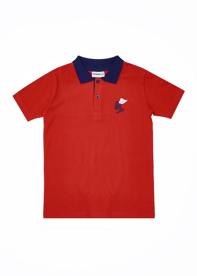 Juego de 2 polos clásicos para niños y adolescentes con mangas cortas y cuello de polo acanalado, cuello de separación con botones con dos botones.