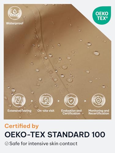 SaphiRose Tan Women's Waterproof Hooded Raincoat – Lightweight Windbreaker Trench Coat (Large) - Image 2