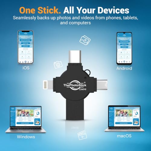 Image of ThePhotoStick Omni X 128GB Photo Backup for iPhone, Android and Computers