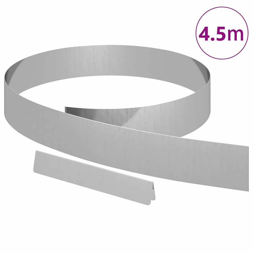 Bordure de pelouse en acier galvanisé argenté - 450 x 0,05 x 10 cm - Bordure de jardin robuste en métal pour parterre de fleurs - Bordure durable pour l'extérieur
