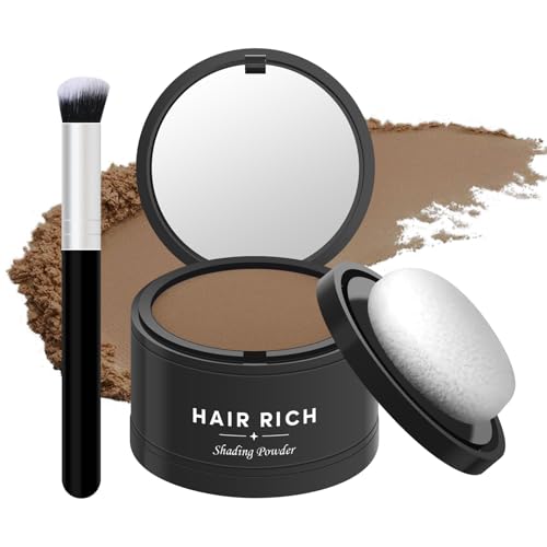 FREEORR Hairline Powder with Brush Set, Root Touch Up Hair Color for Thinning and Gray Hair Coverage, Waterproof and Sweatproof Hairs Loss and Bald Spot Concealer for Men and Women-Dark Brown