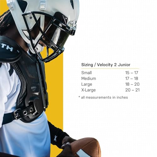 Xenith Velocity 2 Junior Vasity Football Shoulder Pads- Lightweight Protectve Gear for Larger Youth Athletes- Easy On/Off, Comfortable Fit- Low Profile Design for Improved Performance- XL