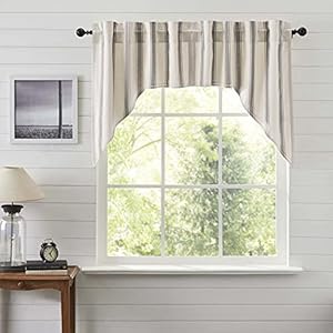 Vhc brands grace grain sack stripe classic swag set of 2 36x36x16 classic  urban country home decor