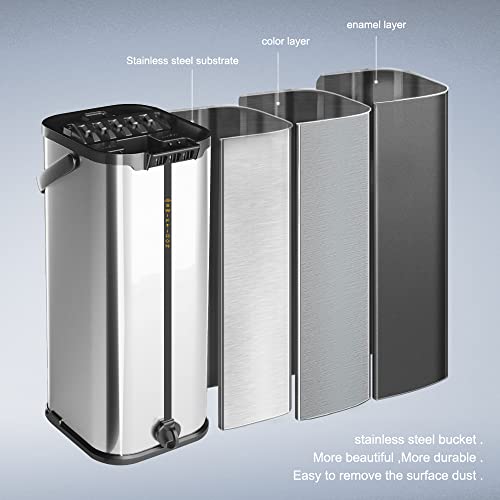 Silver Mop And Bucket Set Squeeze Flat Floor, Stainless Steel Handle Adjustable, 4 Washable Reusable Microfiber Mop Pads,Professional Commercial Floor Cleaner Bucket Mops For Floor Cleaning #TOP2