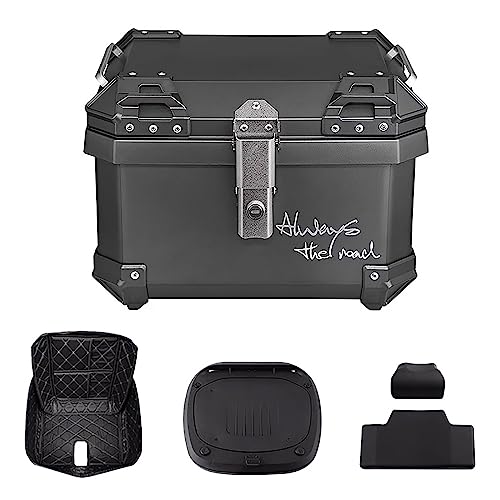 QIYAONUOトップケース バイク リアボックス 36L大容量 取り付けベース付き 着脱も簡単 旅行 キャンプ 防水バイク用リアボックス バックレスト付き (グレー)