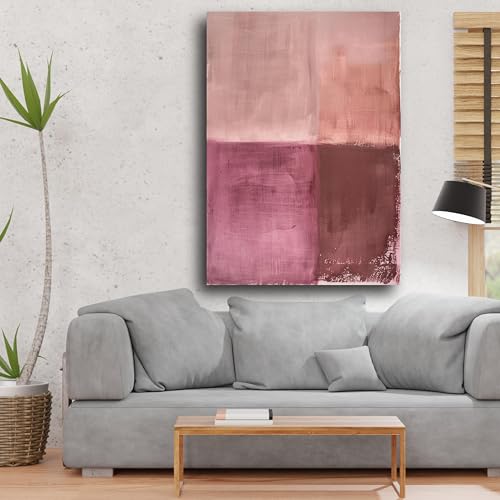 Tableau abstrait sur toile rose pour sublimer la décoration de votre salon moderne - 2