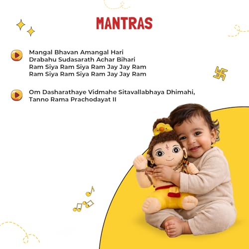 Image of Panda's Box Mantra Chanting Baby Rama Soft Toys for Kids | Musical Stuffed Plush Toy for Girl & Boy | Non-Toxic, Safe | Best Birthday Gift for Newborn & Toddlers | Free Colouring Book | 30 CM