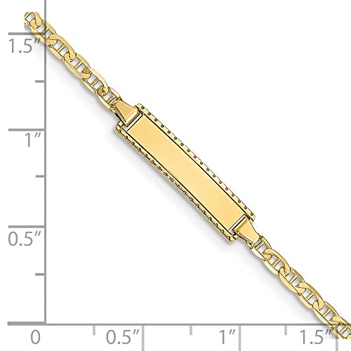 Jewels By Lux Engravable Personalized Custom 10K Yellow Gold Flat Anchor Link ID Bracelet For Women Length 6 inches Width 4.7 mm With Lobster Claw Clasp3