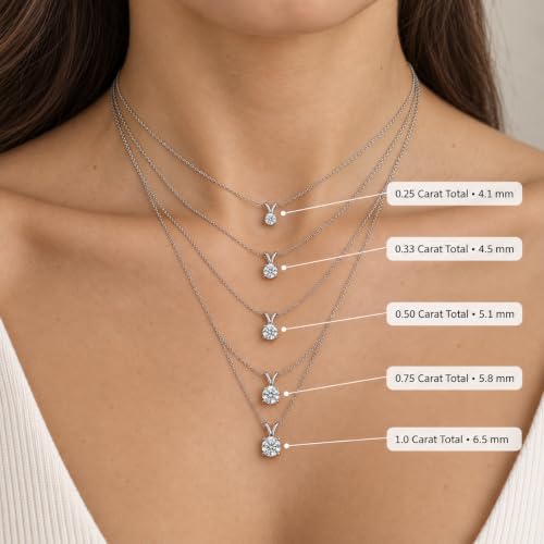 The Diamond Deal .25-1.00 Carat Round Brilliant Solitaire IGI Certifed Lab-Grown Diamond Solitaire Pendant Necklace | 14k Yellow or White or Rose/Pink Gold With 18" Gold Chain - Image 4