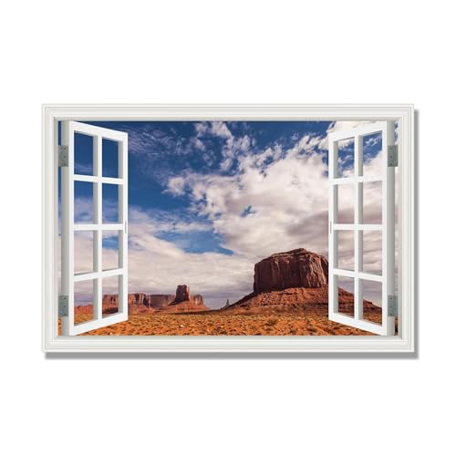Fausse fenêtre vue paysage impression sur toile déco murale salon 50x75cm sans cadre