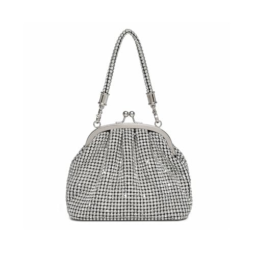 Bolso tipo cubo para mujer con diamantes completos, bolso de noche con estrás, clutch brillante para fiesta, promoción, cóctel y boda miniatura 1