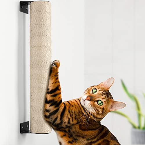 Rascador para gatos de pared BEBOBLY con soga de sisal y madera miniatura 1