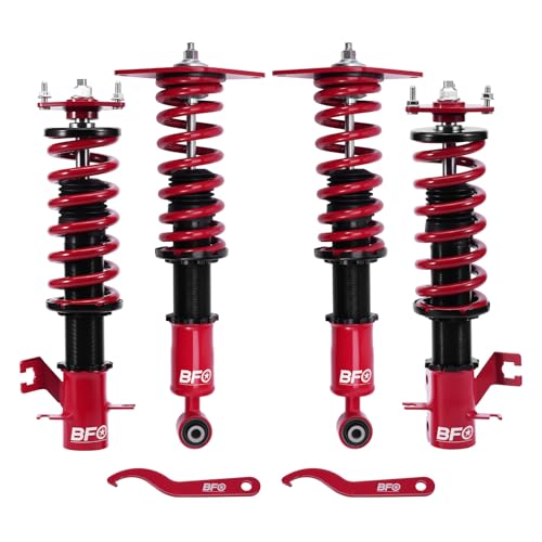 BFO Coilovers for Nissan Sentra SE-R B15 2000-2006, for Nissan Sunny N16 2000-2006, Height Adjustable Full Coilovers Suspension Kit, Preset Damping Shock Absorber Struts, Lowering Kit Red
