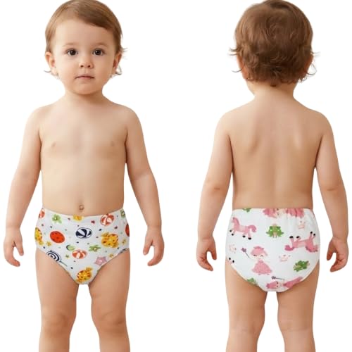Image of Bembika Baby Training Pant Soft Cotton Reusable Potty Training Pants For Kids Leak-Resistant, Padded Underwear For Babies To Support Diaper Free Transition (M Size For 12-18 Months Pack Of 2)