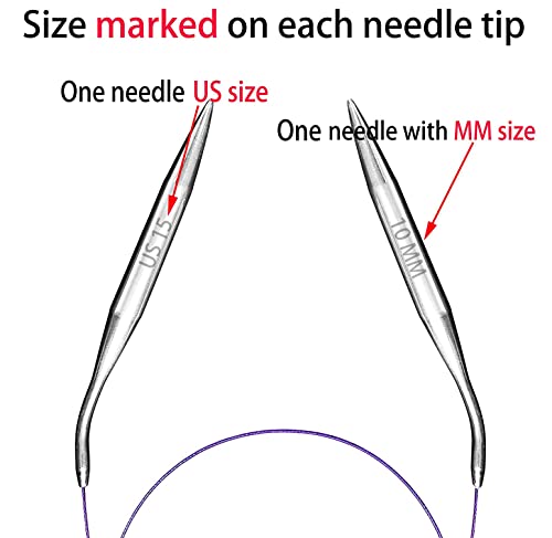Circular Knitting Needles Set Round Metal Circle Blankets 36 Inch Size 15 13 11 10 9 8 7 6 4 2.5 1.5 0 #TOP3