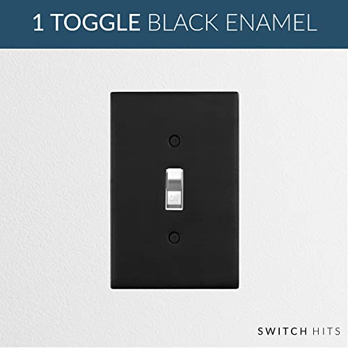 Switch Hits Professional Grade Black Enamel Outlet Wall Plate | 1 Toggle | 2.8" X 4.6" | Modern Electrical Outlet Cover Collection | Quality Switch Plate Covers For All Configurations #TOP1