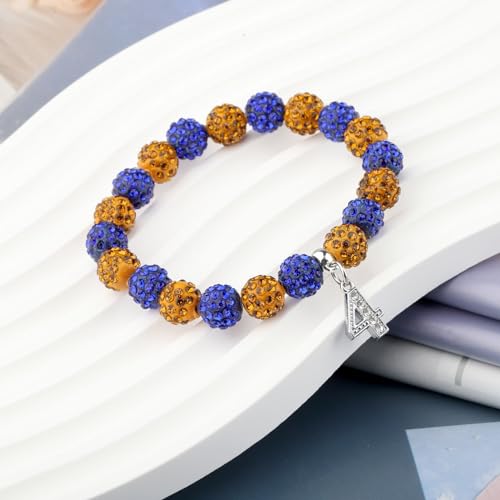 Image of POTIY SGR Sorority Gift Orange and Blue Beads Bracelet with Rhinestone Nmuber Charm Sorority Soror Gift