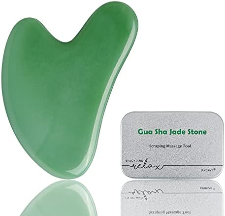 Gua Sha Jade Stone Scraping Massage Tool Facial Tools with Gua Sha Pro Guide E-Book Guasha Board Face Sculpting Tool Spa Acupuncture Therapy Trigger Point Treatment Guasha Tool for Body