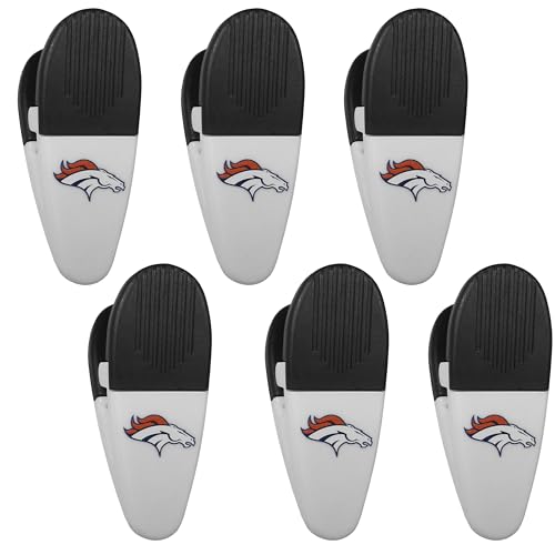 Aimants à clipser NFL Denver Broncos blancs puissants et polyvalents lot de 6