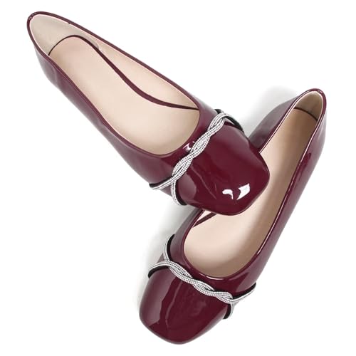 Image of TN TANGNEST Womens Casual Flats Chain Ballet Flats | Fashion Pointed Toe Rhinestone Flats, Comfort Slip On Dress Shoes for Business Work Office Wedding Party