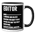 Editor Definition Shirts Funny Job Title Ceramic Mug, Black/White