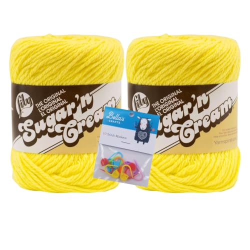 Image of Lily Sugar'n Cream Cotton Yarn Bundle with BC Markers (2, Sunshine)