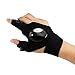 Oct17 Outdoor Activities Cycling Magic Strap Rescue Sporting Gloves 2 LED Flashlight Torch Handy Mechanic Tool - Right Hand
