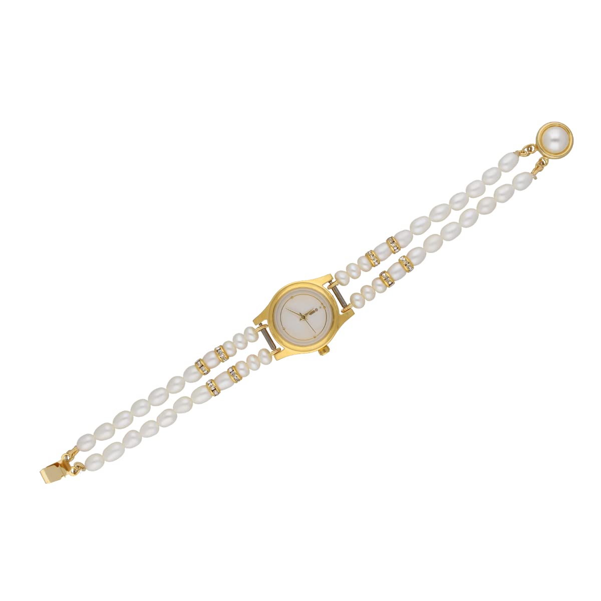 Sri Jagdamba Pearls Jabeen 2 Lines Round Pearl Wrist Watch (B0B3JL5W1M) Amazon Price History, Amazon Price Tracker