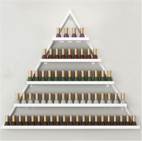 Scaffale di stoccaggio dello smalto per unghie in metallo, organizzatore di display triangolare montato a parete per salone e uso domestico