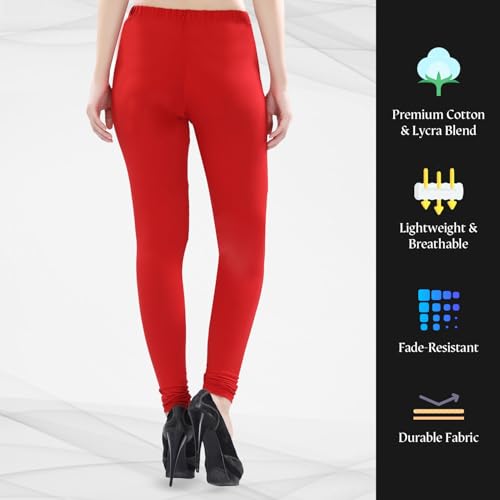 Image of TRASA Ultra Soft Cotton 4 Way Stretchable Churidar Solid Regular and Plus 20 Colours Leggings for Womens and Girls -Sizes :-M, L, XL, 2XL, 3XL, 4XL, 5XL, 6XL