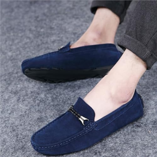 Mens Loafers Shoe Square Toe Nubuck Leather Driving Moccasins Loafers Anti-Slip Flat Heel Comfortable Outdoor Slip-ons4
