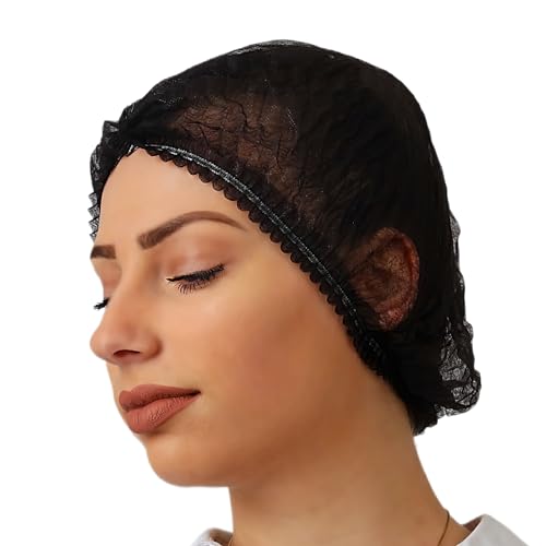 Black - Disposable Hairnets - Elastic Cooking Hairnet for Kitchen, Salon, Beauty Supplies, Nurse Hat, Dust-free Hair Covers, Headwear, bag of 100 Hair nets for Catering, Mop Cap, Surgical Hair net